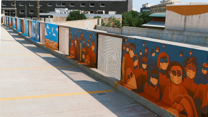 Parkade murals by a collection of artists