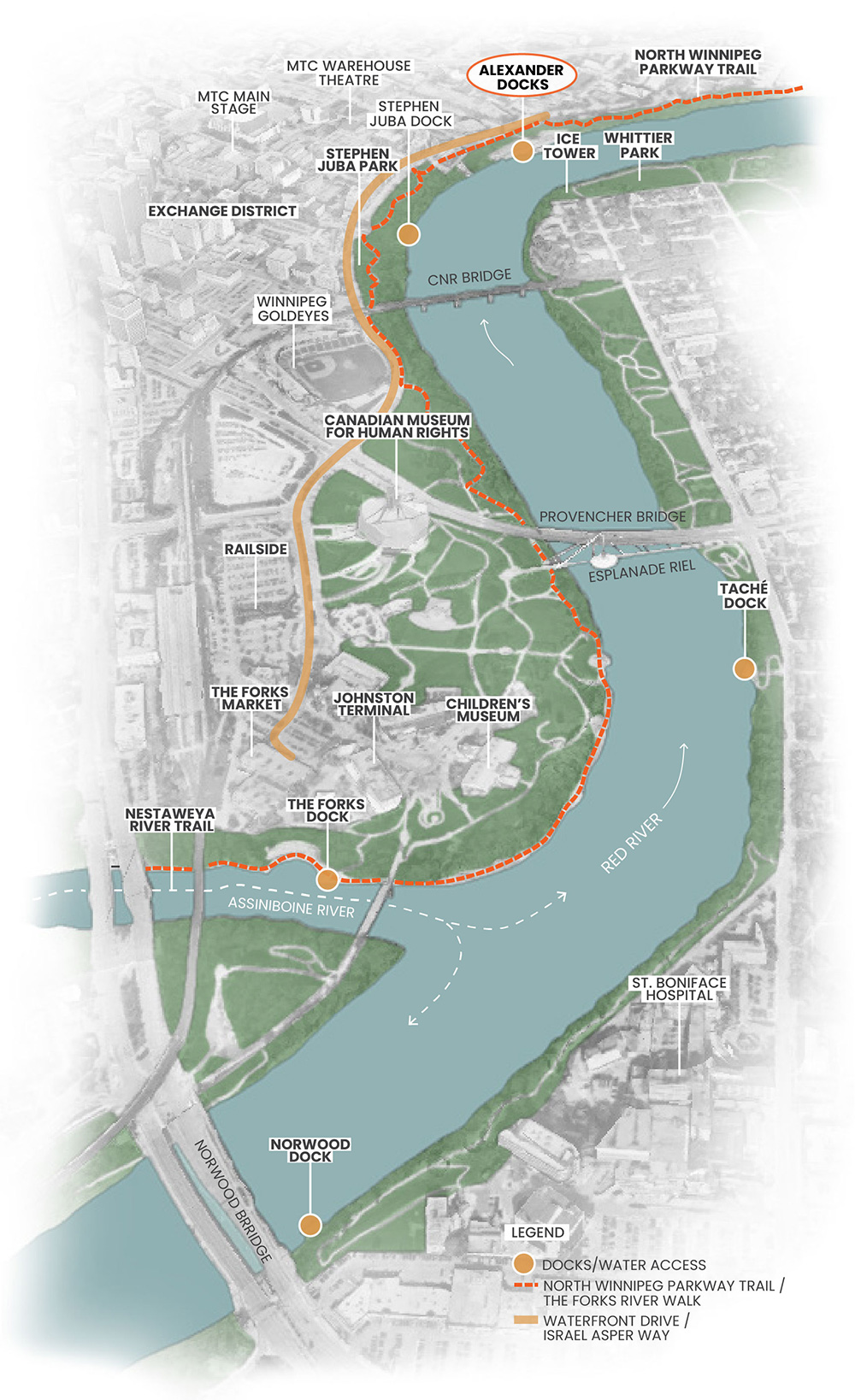 Winnipeg rivers map